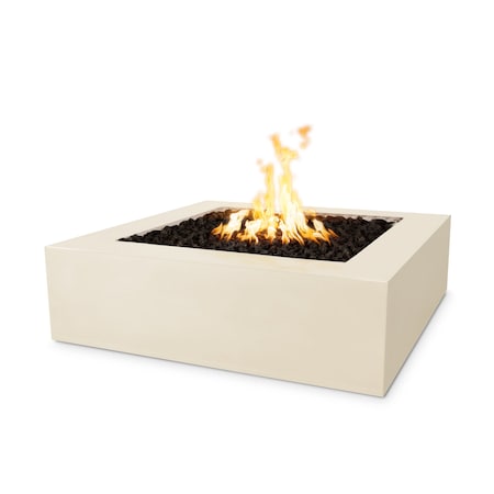 The Outdoor Plus 42 Square Quad Fire Pit, GFRC Concrete, Vanilla, Low Voltage Electronic Ignition, Liquid Propane OPT-QD42E12V-VAN-LP